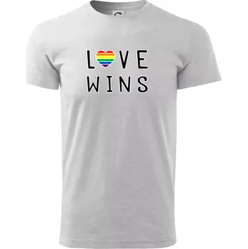 Pánské tričko Love wins nápis - Triko extra velké (5-8XL) - 6XL ( Světlešedý Melír )