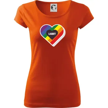 LGBT srdce duhové - Dámské triko Pure - XL ( Oranžová )