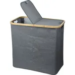 Koš na prádlo Elena, bambus/šedá tkanina