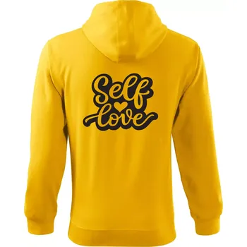 Pánská mikina Self love - Mikina s kapucí na zip trendy zipper - 3XL ( Žlutá )