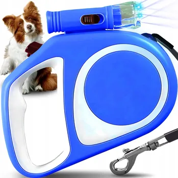 Vodítko pro psa VODÍTKO PRO PSA KOČKU AUTOMATICKÉ PÁSKOVÉ PEVNÉ 5M S BLOKACÍ 15KG SVÍTILNA LED