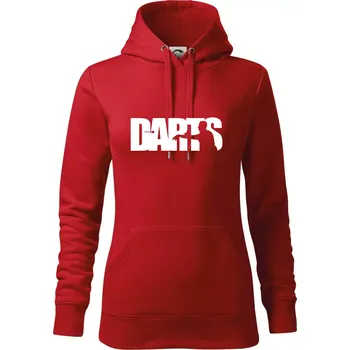 Dámská mikina Darts - nápis se šipkařem - Mikina dámská Cape s kapucí - M ( Červená )