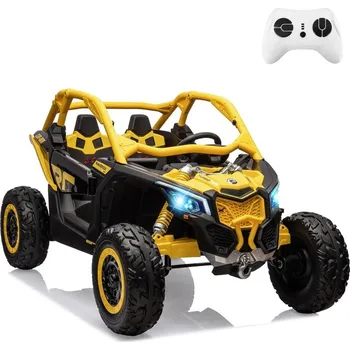 Dětské vozidlo BRP Elektrické autíčko Can-Am Maverick X RS TURBO RR Model 2026 2x24V 4x200W - žlutá Dálkové ovládání v ceně