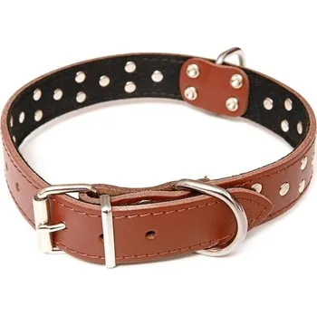 Obojek pro psa Bafpet Kožený zdobený obojek Stella podšitý filcem - Hnědý, 30mm × 55cm /38-49/ 01124