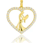 Olivie MINET Zlatý přívěs zamilovaný pár v srdci s bílými