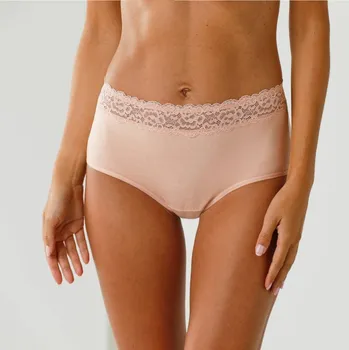Kalhotky Sada 2 kalhotek super maxi z pružné bavlny, s krajkou v pase pudrová 34/36