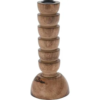 Svícen Koopmann International Dřevěný svícen na kónickou svíčku 85 × 85 × 205 mm, přírodní