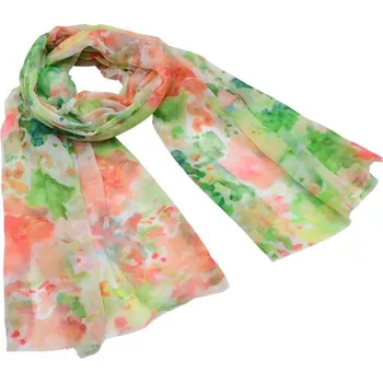 Šála Šála klasická - zelená s akvarelovým potiskem