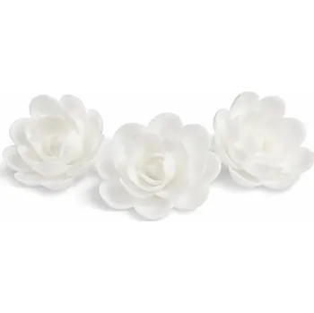Jedlá dekorace na dort Anglická růže - střední bílá - 3ks