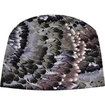 Čepice Čepice beanie - šedá s potiskem peří