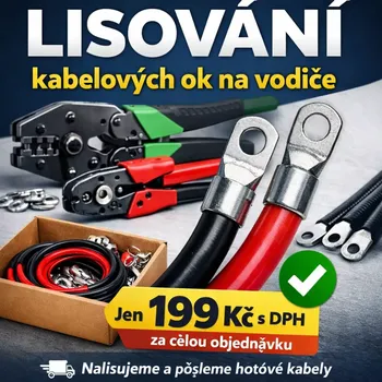 Napájecí kabel Lisování kabelových ok na zakoupené vodiče (služba) (Nabízíme lisování kabelových ok na vodiče, které si zakoupíte přímo u nás na Levne-Baterky.cz.)