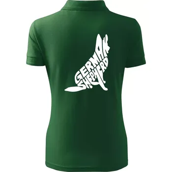 Německý ovčák sedící napis - Polokošile dámská Pique Polo - 3XL ( Lahvově zelená )
