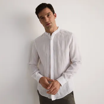 Pánská košile Reserved - Lněná košile regular fit - bílá - 161EG-00X - 161EG-00X-XL