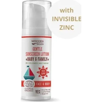 Opalování Wooden Spoon Opalovací tělové mléko Baby & Family SPF 50 BIO 50 ml – Expirace 30/04/2026