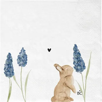 Papírový ubrousek Bastion Collections Papírové ubrousky L - Bunny with Flowers, 20ks b420182