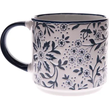 Hrnek 390 ml, bílý, květinový
