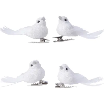Vánoční dekorace Vánoční dekorace/ozdoby (4 ks) Bílí ptáčci na klipu