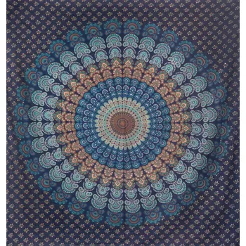 Přehoz na lůžko Mandala velká Barmere Sooraj modro-fialová II.