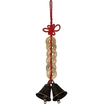 Feng shui čínské mince štěstí na šňůrce se zvonky