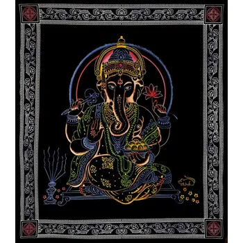 Přehoz na lůžko Mandala velká Ganesha frame červená
