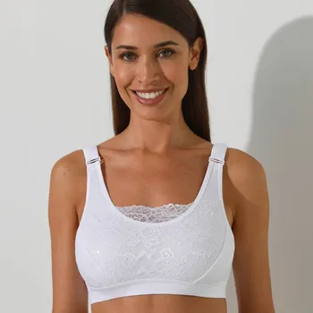 Dámské sako Bavlněná bolerková podprsenka s krajkou, bez kostic bílá 40