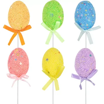 Velikonoční dekorace Velikonoční dekorace vajíčka na špejli mix barev 6 ks