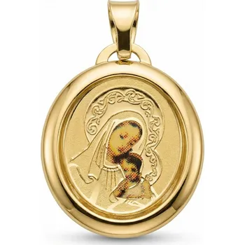 Přívěsek ŠPERKY-NM Zlatá madona ovál 1153 Zlatá