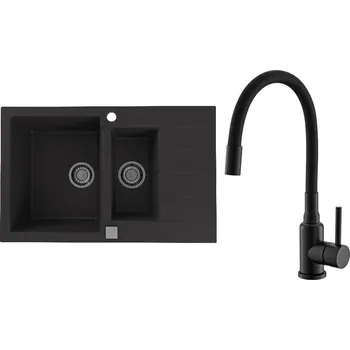 Granitový dřez Set Alveus (dřez Cadit 70 Black 91 + baterie Mintas Černá matná) SETA25142