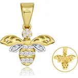 Olivie MINET Zlatý přívěs včelka s bílými zirkony Au 585/1000