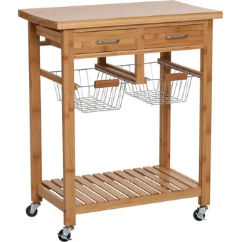 Konferenční stolek Kuchyňský stolek na kolečkách Bamboo