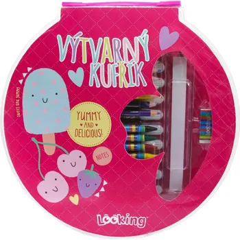 Sada pera s tužkou Flexio Dětská kreslící sada v plastovém uzavíratelném pouzdře - červená