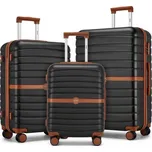 Konofactory Černá sada 3 prémiových cestovních kufrů Harder -