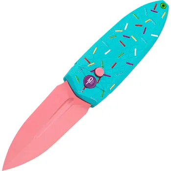 kapesní nůž Bestech QUQU 14C28N Růžový Lakovaný Hliník Modrý, Potisk Sypaný Vzor, Tlačítková Zámka BG57C-1