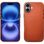 Kožený obal na iPhone 16 - iCarer, OilWax MagSafe Retro