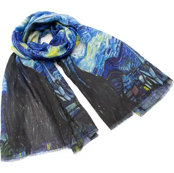 Šála Šála klasická ART - Hvězdná noc - modrá s potiskem