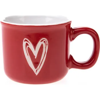 Hrnek 90 ml, červený se srdcem