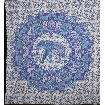 Přehoz na lůžko Mandala velká Slon modrá