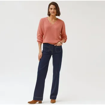 Dámské džíny Široké džíny s vysokým pasem pro postavu méně než 160 cm tmavě modrá 48