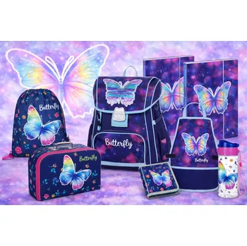 Školní batoh OXYBAG ŠKOLNÍ SET 8KS PREMIUM Motýl