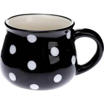 Šálek na espresso chalupářský s puntíky, 75 ml, černý