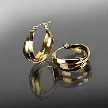 Šperk Trojité kruhové náušnice z nerezové oceli ve zlatém provedení, č. 1509