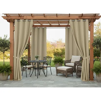 Pergola Venkovní zahradní závěs s kroužky MONTANA color 21 béžová, různé rozměry (cena za 1 kus) + dárek úvaz MyBestHome Rozměr: 155x200 cm