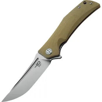 kapesní nůž Bestech SCIMITAR D2, stone wash+satin, Béžová G10 BG05C-1