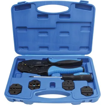 Kleště Elektrikářské krimpovací (lisovací) kleště s vyměnitelnými čelistmi, sada 12 ks - SATRA