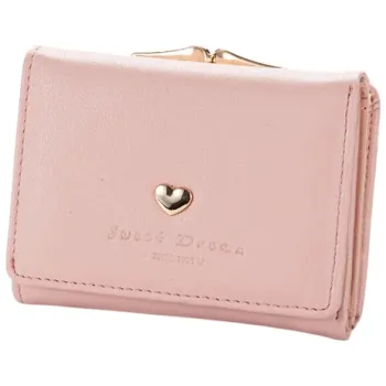 Peněženka Dámská rozkládací peněženka 10–40,5 cm Srdíčkový detail Kapsa na sponu Syntetická kůže a polyvinyl Kompaktní provedení růžová