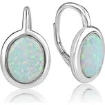 Stříbrné náušnice s bílým opálem - Meucci SE435