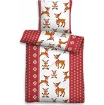 Dětské povlečení Vánoční sobík, červená/bílá