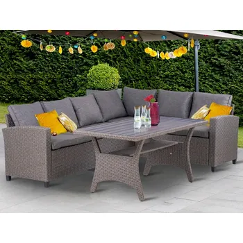 Zahradní lavice Zahradní rohová lavice s jídelním stolem Stansted, šedý