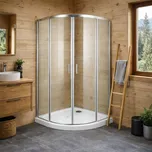Čtvrtkruhový sprchový kout s vaničkou BILBAO, 90, 90, Univerzální Levé / Pravé, Čiré bezpečnostní sklo - 5 mm, Chrom/Leštěný hliník (ALU) OLBBIL90CC