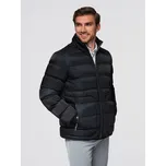 Ombre Mens quilted jacket with gloss and stand-up collar - black